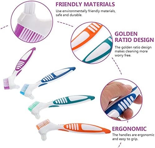 מברשת ניקוי תותבות דו -שיניים ， 4 יחידות מברשת שיניים מברשת שיניים מברשת שיניים כפול מברשת שיניים מברשת שיניים היגיינה