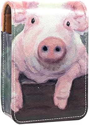 מיני שפתון מקרה עם מראה עבור ארנק, חווה חזיר נייד מקרה מחזיק ארגון