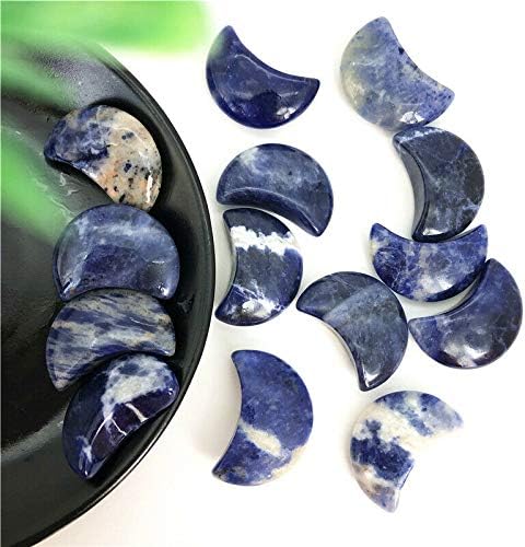 Binnanfang AC216 1pc כחול טבעי סודיאליט ירח בצורת גביש גביש אבן חן ריפוי צ'אקרה אבנים טבעיות מלוטשות וריפוי קריסטלים