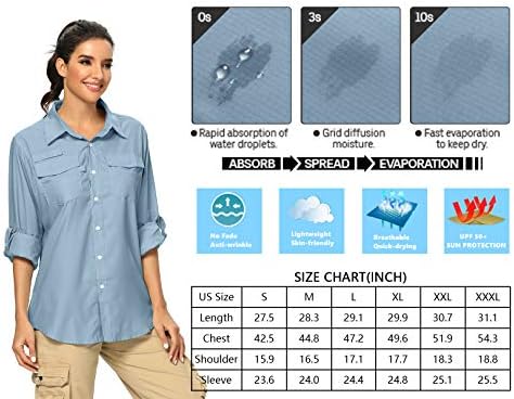ג'סי קידדן נשים מהירות יבש יבש הגנה על UV הגנה על המרה של חולצות שרוול ארוך לטיולים בקמפינג שייט