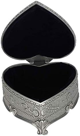 קופסת תכשיטים SFMZCM לנשים, וינטג 'עתיק קופסת חזה צורה לב פח קופסת תכשיטים חרוטה מארגן אחסון רטרו קלאסי