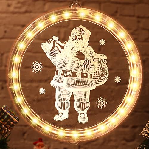 חלונות חג המולד של Maracol אור, סוללה סופר סוללה סוללה המופעלת אורות קישוטי קישוטי הדפס סנטה, לסלון, חדר שינה, מסיבה